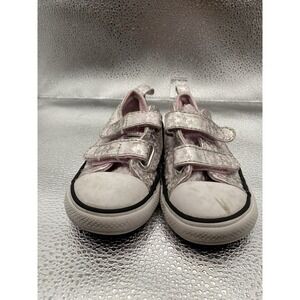 Converse All Star Pink Silver Star Print Sneaker Unisex Baby Hook & Loop US 7